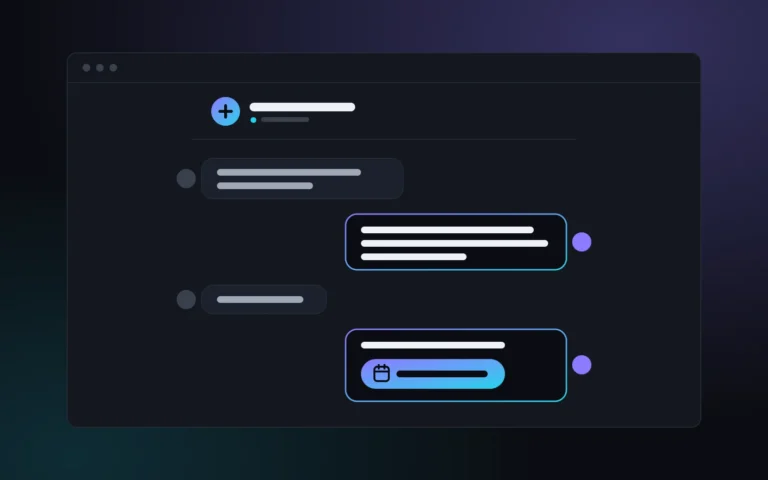 Ilustración de una conversación de chat que termina con un botón para pedir cita